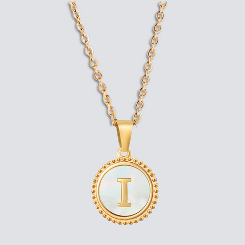 14K GOLD & WHITE PEARL LETTER NECKLACE