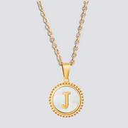 14K GOLD & WHITE PEARL LETTER NECKLACE