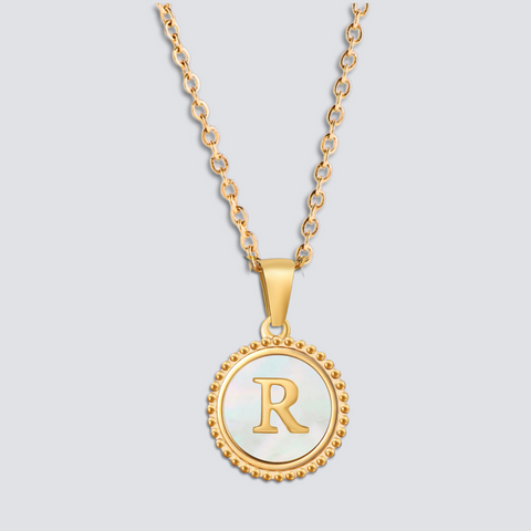 14K GOLD & WHITE PEARL LETTER NECKLACE