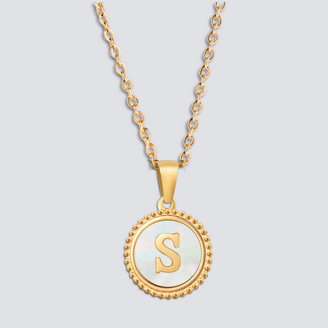 14K GOLD & WHITE PEARL LETTER NECKLACE