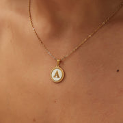 14K GOLD & WHITE PEARL LETTER NECKLACE